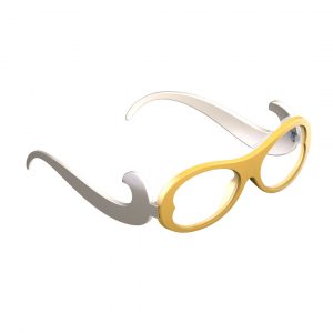 sleeg completo con astine color beige e clip occhiale da vista color giallo
