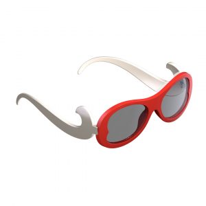 sleeg completo con astine color beige e clip occhiali da sole color rosso