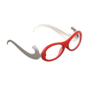 sleeg completo con astine color beige e clip occhiale da vista color rosso