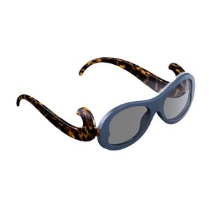 sleeg completo con astine color havana e clip occhiali da sole color blu