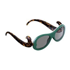 sleeg completo con astine color havana e clip occhiali da sole color verde