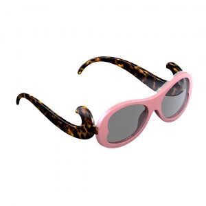 sleeg completo con astine color havana e clip occhiali da sole color rosa