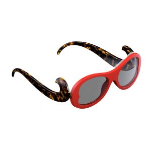 sleeg completo con astine color havana e clip occhiali da sole color rosso
