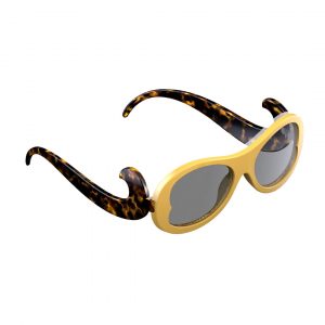 sleeg completo con astine color havana e clip occhiali da sole color giallo