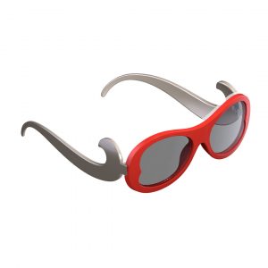 sleeg completo con astine color grigio e clip occhiali da sole color rosso